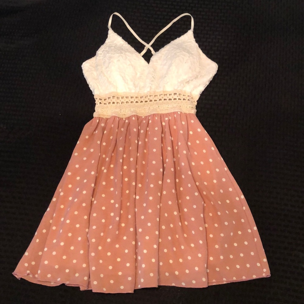 Pink and white polka dot dress